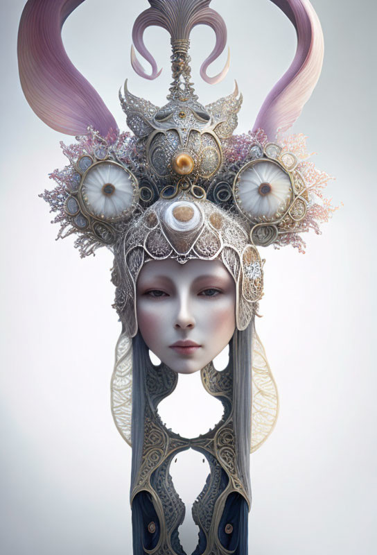 Enchanting Headdress: A Digital Portrait