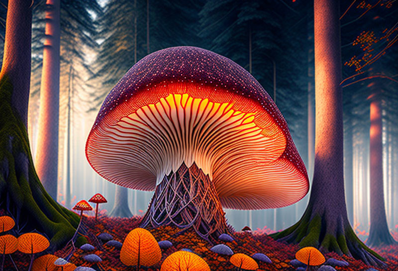 Enchanted Glowing Mushroom Forest