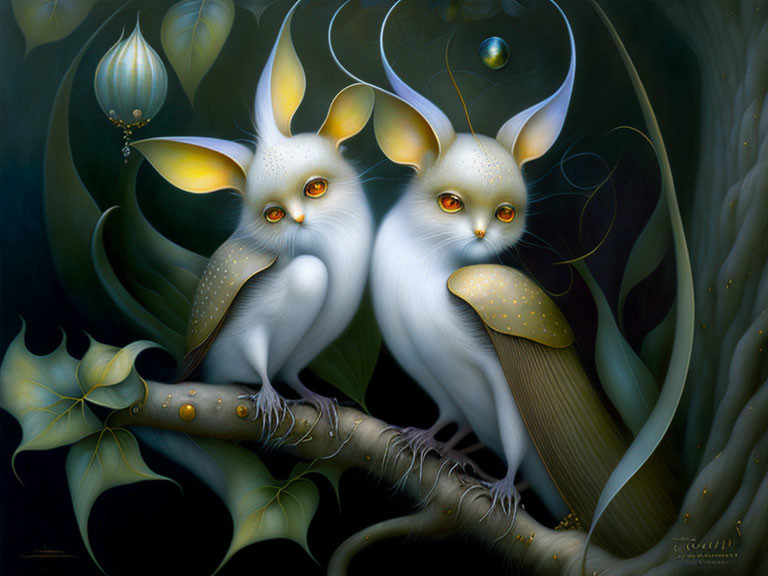 Whimsical Creatures in Moonlight Forest