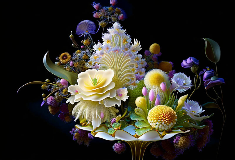 Exotic Flora: Digital Bouquet Delight