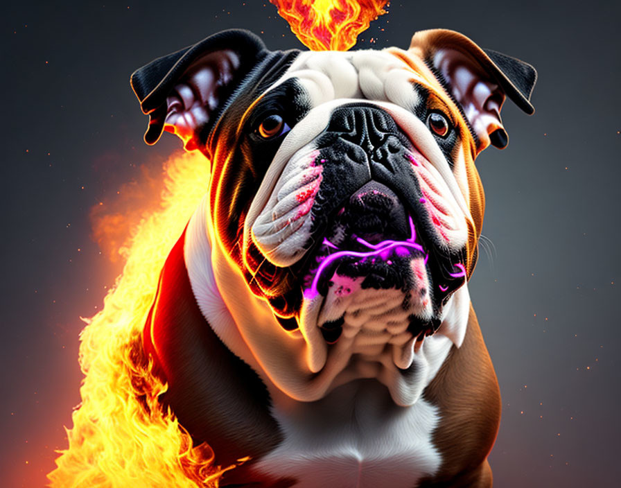 Bulldog on fire
