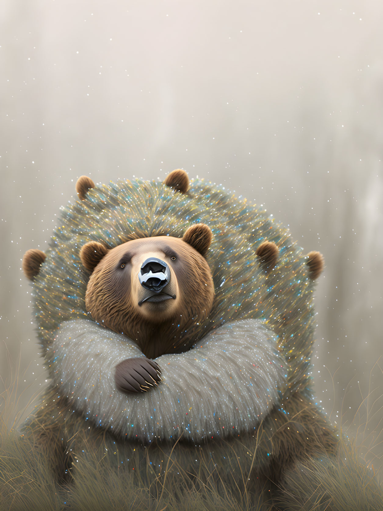 Illustration of a bear with spiny back and gentle expression
