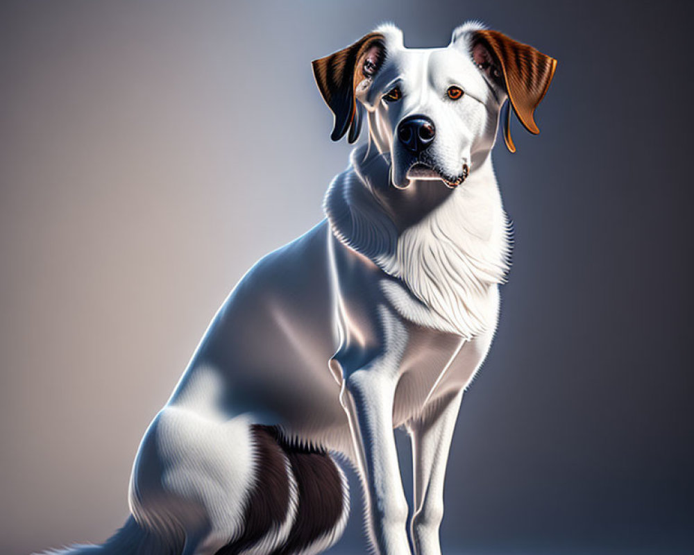 White and Brown Dog Digital Illustration on Gradient Background