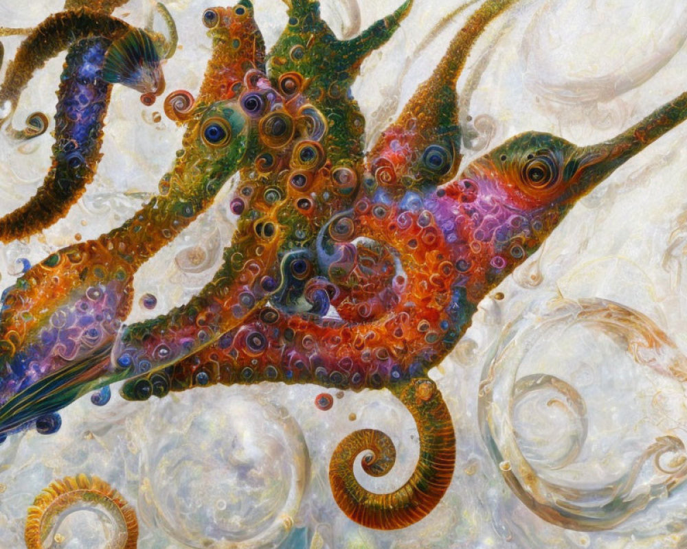 Colorful Abstract Digital Painting of Tentacle-Like Creature