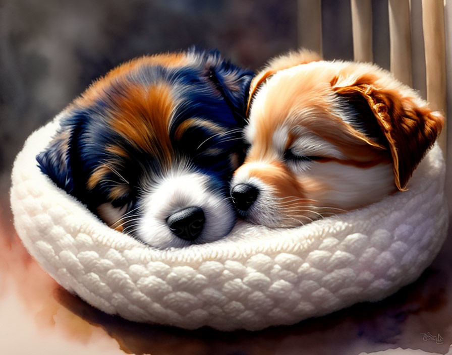 Puppies in a basket 