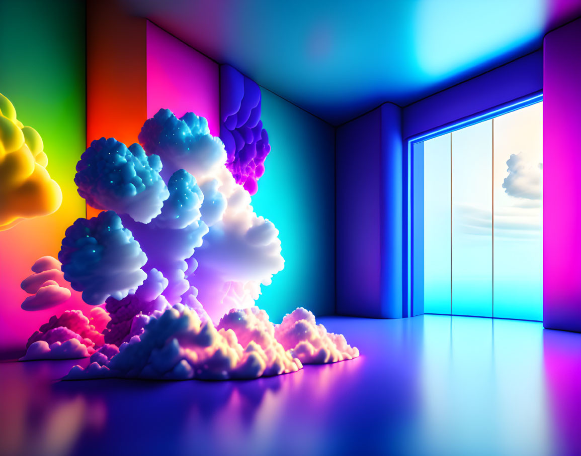 A room with a cloud inside