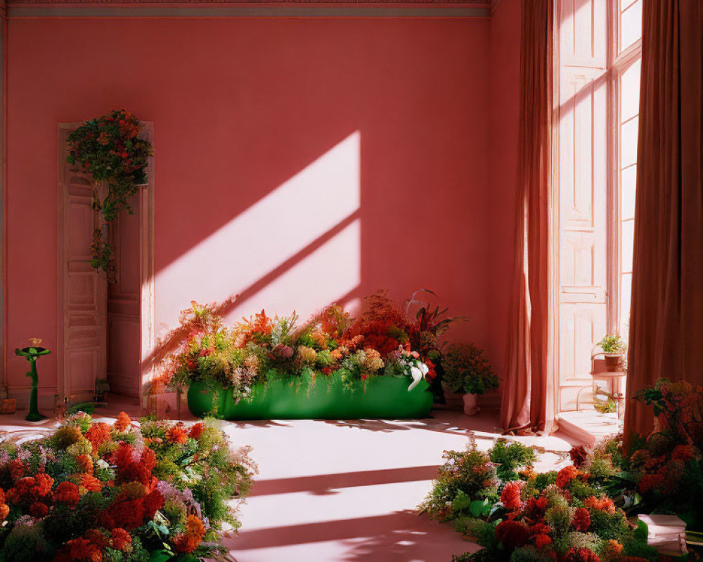 Opulent Room with Vibrant Flower Arrangements