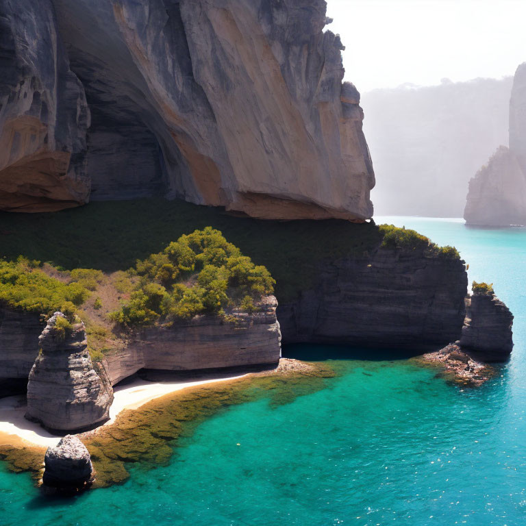 Serene Cove with Turquoise Waters and Limestone Cliffs