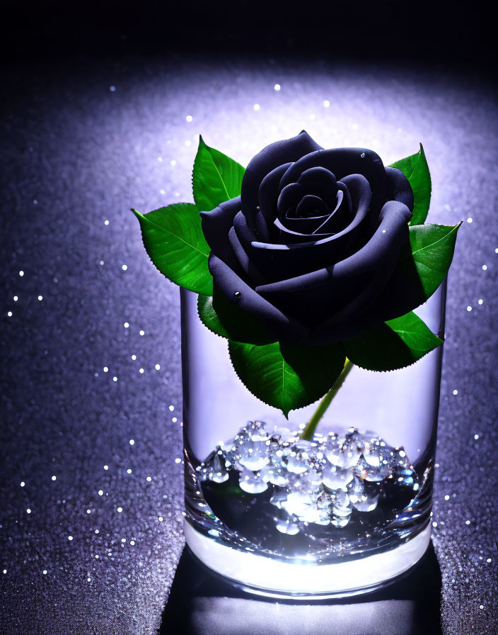 Black rose in vase 