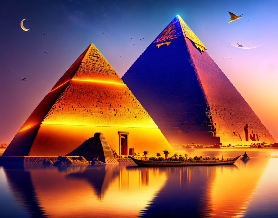 Pyramids by night