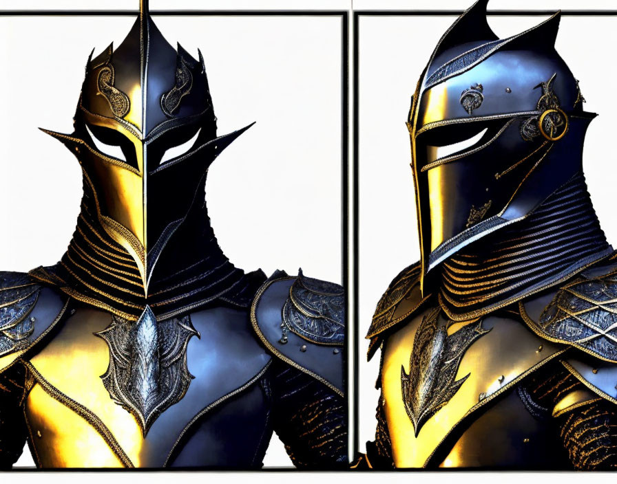 Detailed Medieval Knight's Armor in Black and Gold