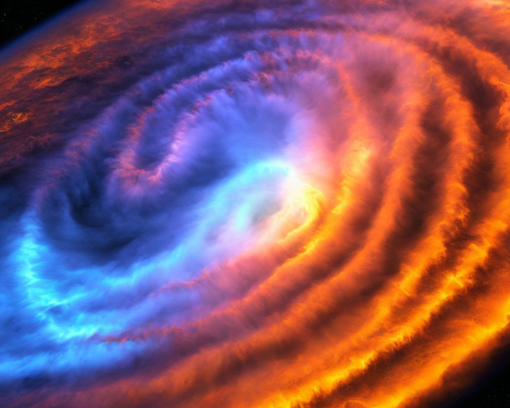 Colorful swirling galaxy artwork with blue and orange hues