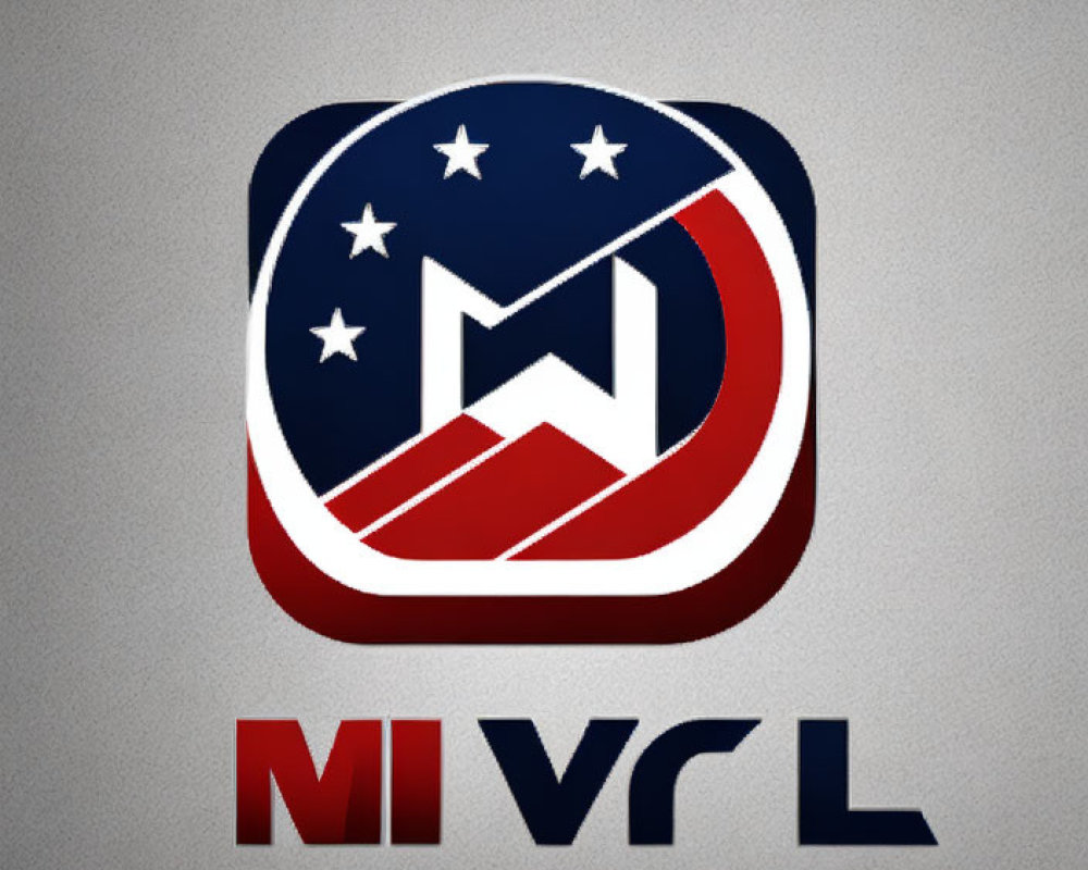 Stylized red and blue letter M logo with white stars and bold red letters "MWRL