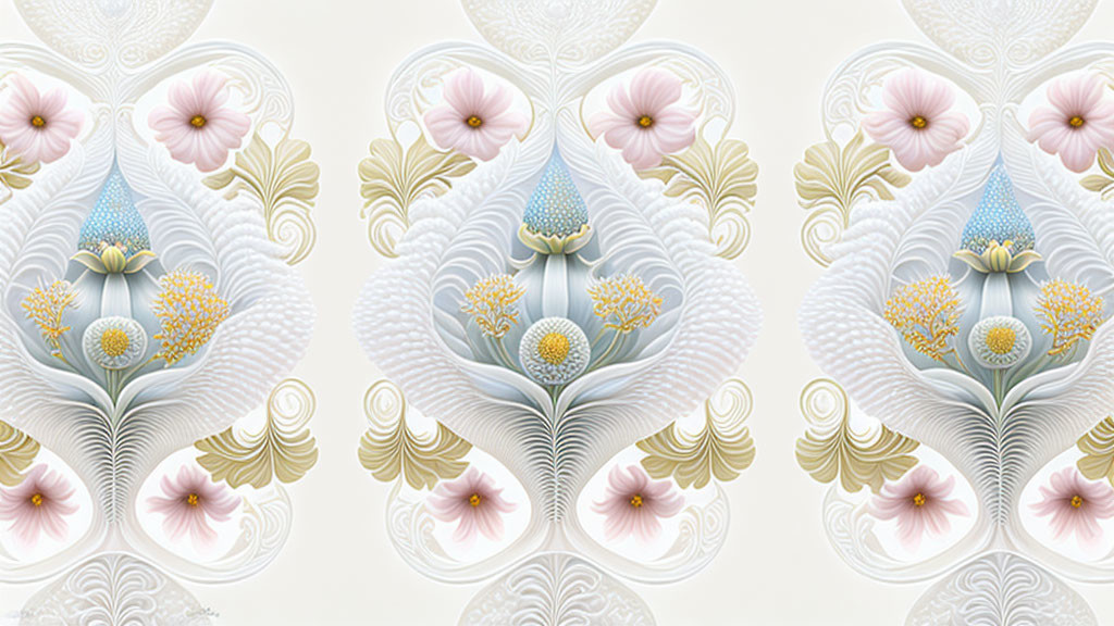 Elegant Floral Pattern with Pastel Colors and Gold Details