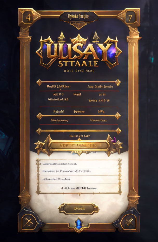 Intricate Gothic-style Game Card with "Ulsay Staale" Text