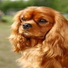 Brown and White Cavalier King Charles Spaniel Surrounded by Golden Flowers