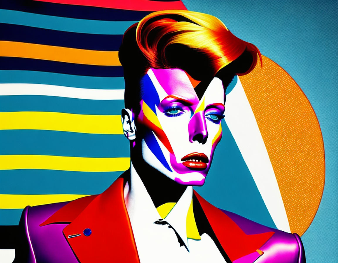 Colorful Pop Art Portrait of a Man with Striking Makeup