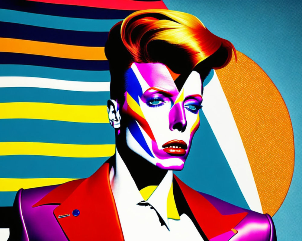 Colorful Pop Art Portrait of a Man with Striking Makeup
