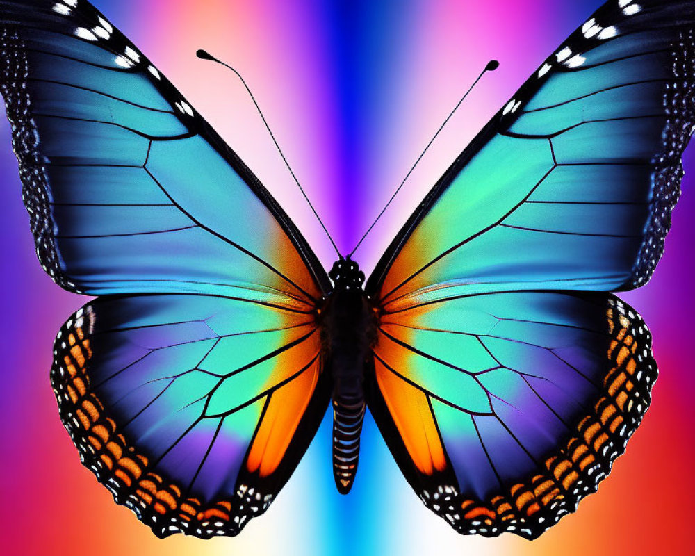 Colorful Symmetrical Butterfly Wings on Luminous Background