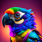 Colorful Macaw Parrot Illustration on Pink Background