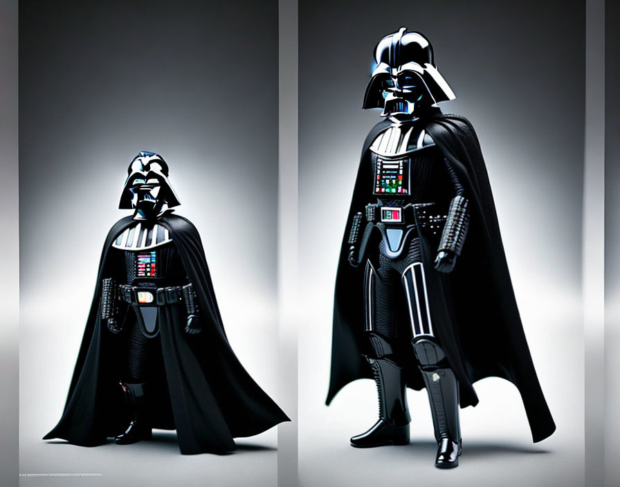 Detailed Darth Vader Action Figure Poses on Grey Backdrop