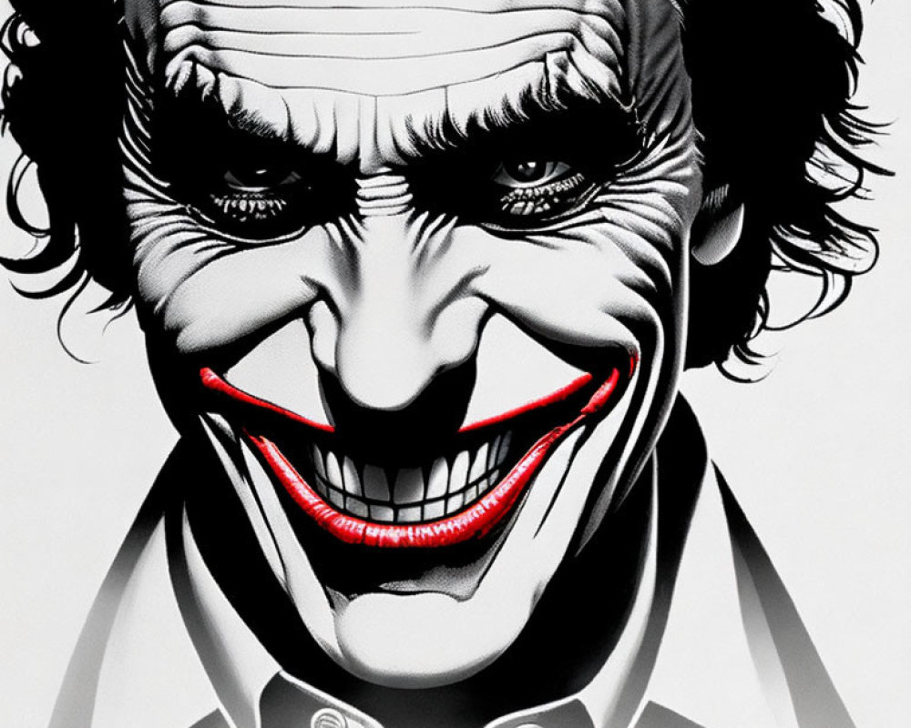 Sinister Joker illustration in monochrome style