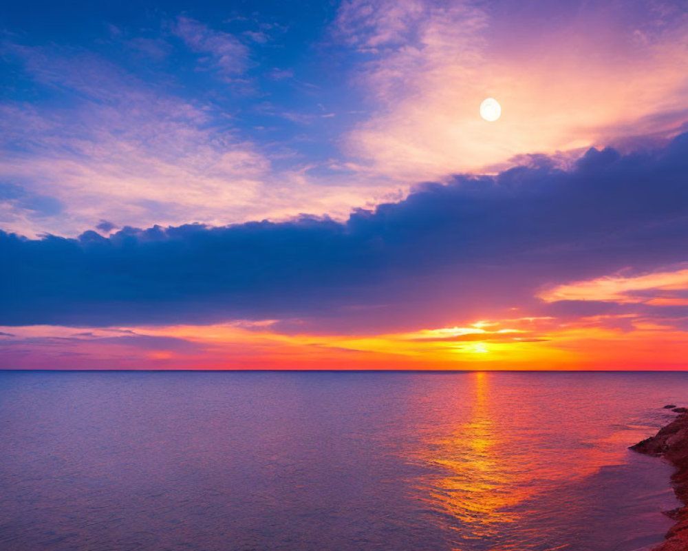 Colorful Sunset Reflecting on Calm Sea