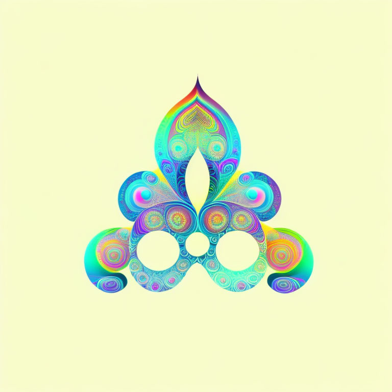 Colorful Fractal Flame Graphic with Symmetrical Clover Pattern