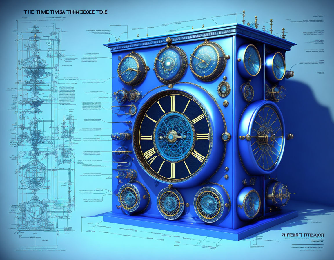 Detailed blueprint of a time machine 