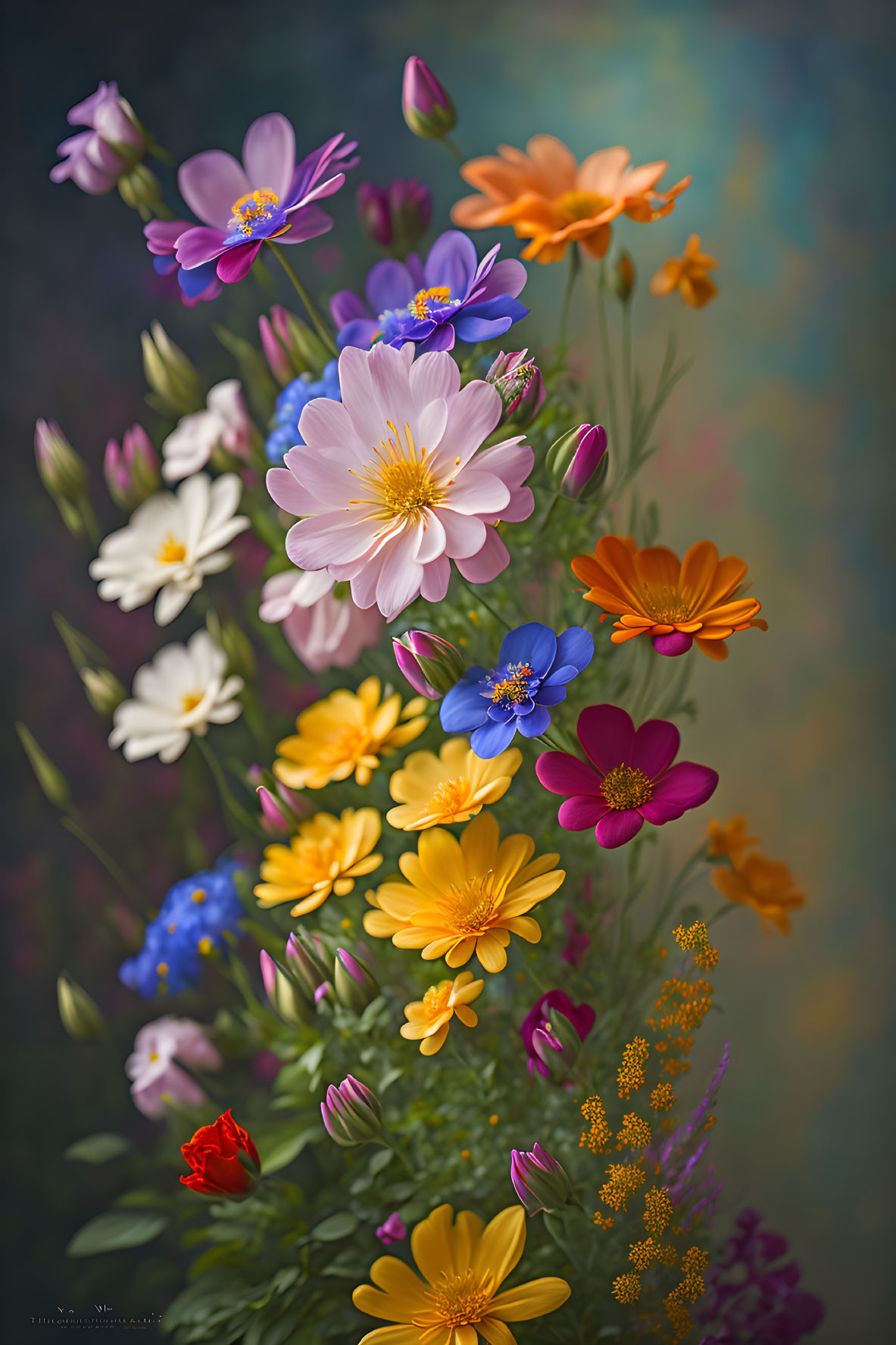 Flowers of various types and colors
