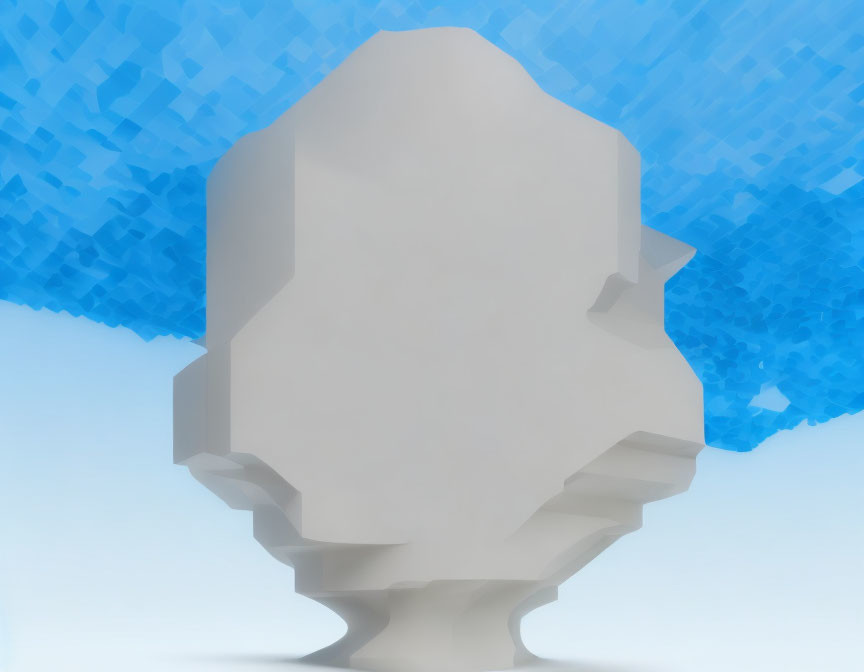 Smooth Abstract Bust on Blue Pixelated Background