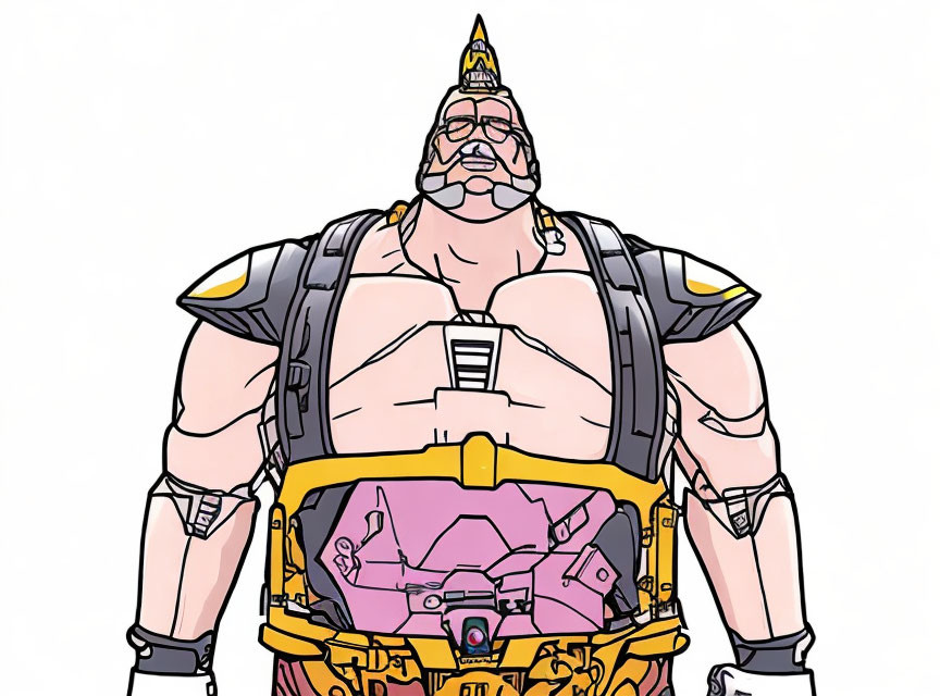 Illustration of Muscled Man in Futuristic Armor with Mohawk