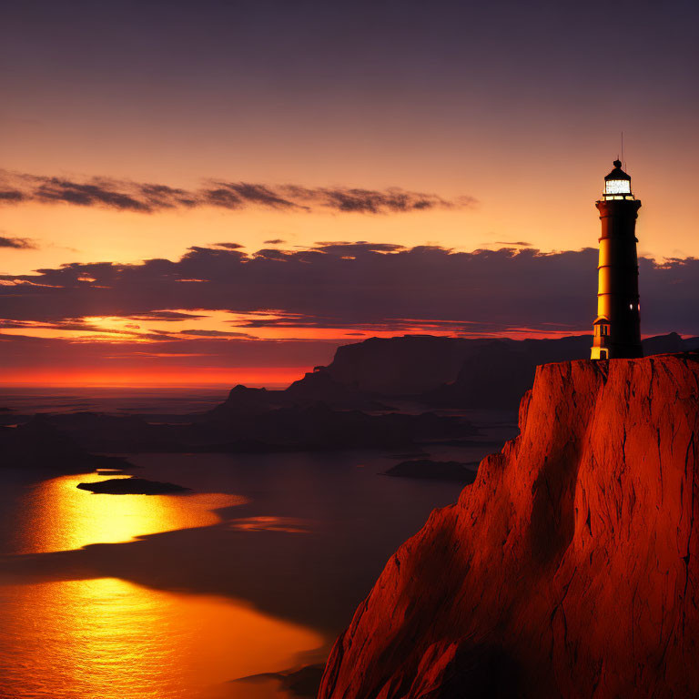 Cliffside Lighthouse at Sunset