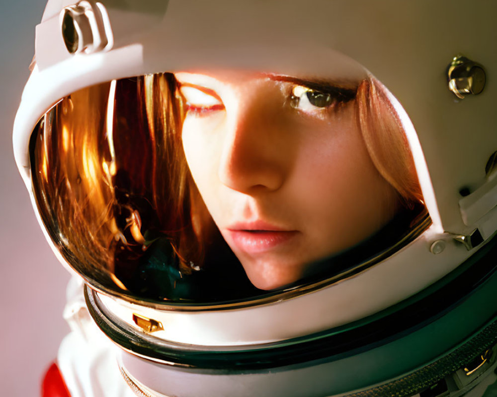 Detailed Close-Up of Person in Astronaut Helmet and Suit
