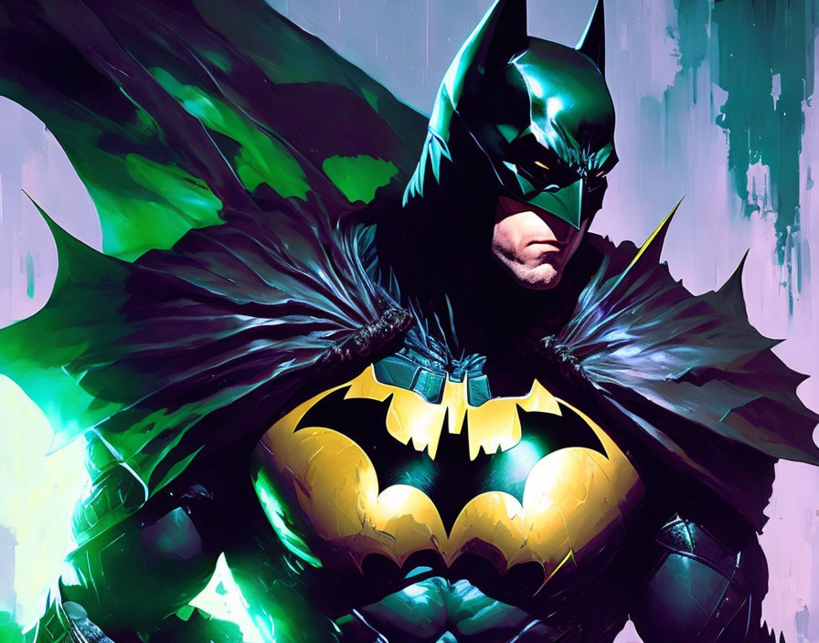 Dynamic Batman Artwork Featuring Black and Yellow Suit