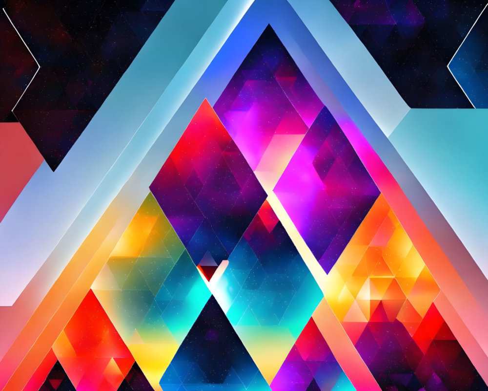 Colorful Overlapping Triangles Create 3D Tunnel Effect