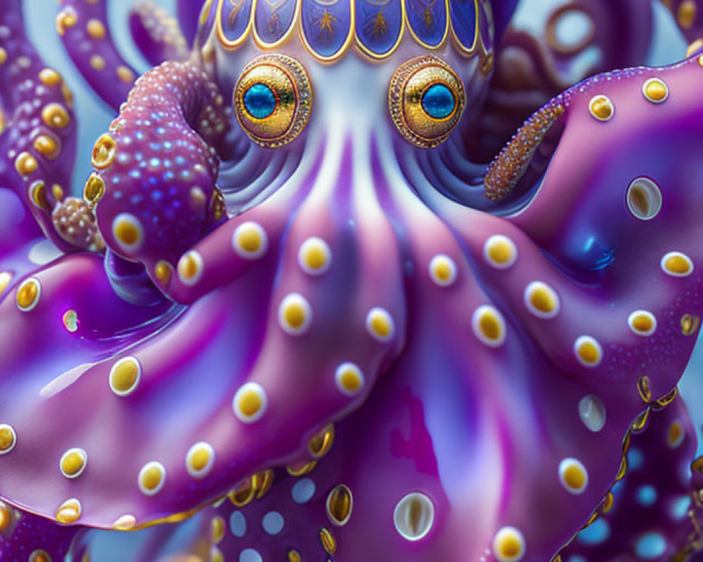 Colorful Octopus Illustration with Ornate Patterns and Expressive Eyes