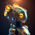 Detailed Steampunk-Style Robot Illustration with Ornate Gears