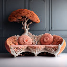 Coral-Inspired Furniture Set with Tree-Like Centerpiece in Grey Room
