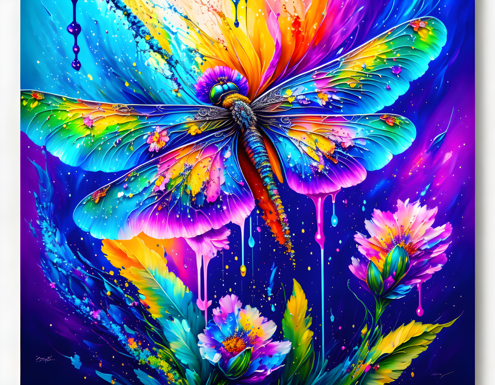 Colorful Stylized Butterfly Artwork with Flower Background