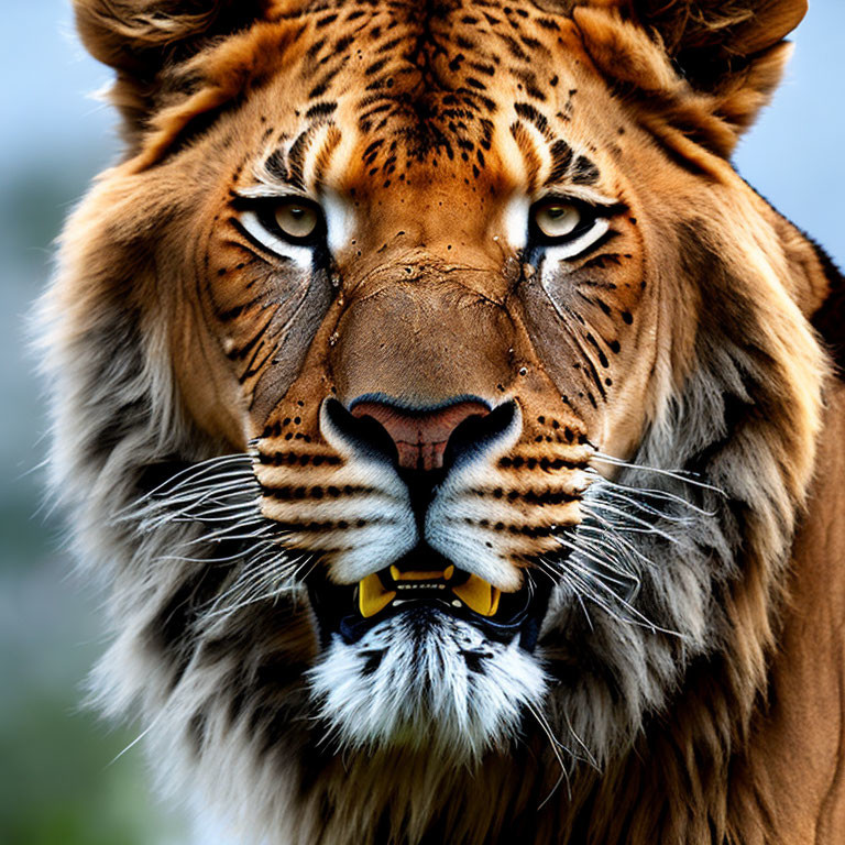 Detailed Close-Up of Intense Tiger Face and Striped Fur