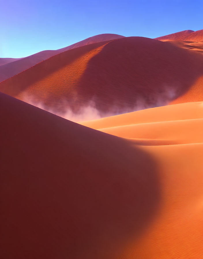 Red Sand Dunes Landscape Under Clear Blue Sky
