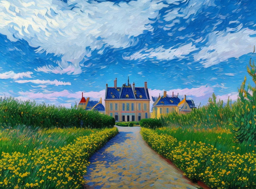 Impressionist Church in Vincent Van Gogh's style