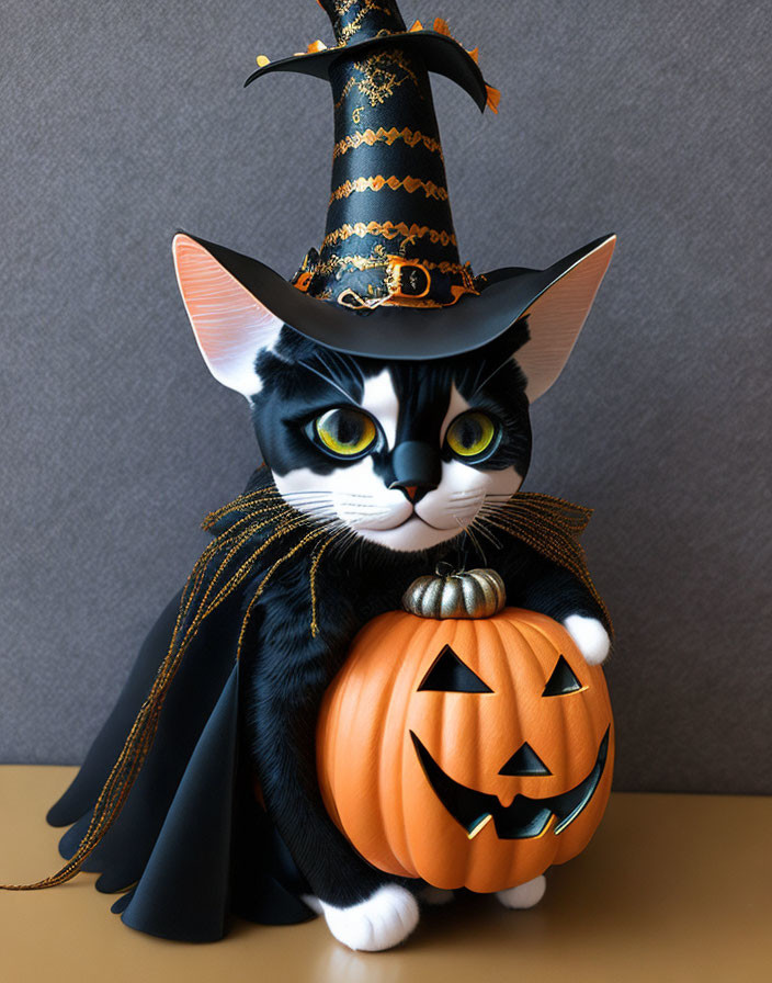 Cat halloween witch