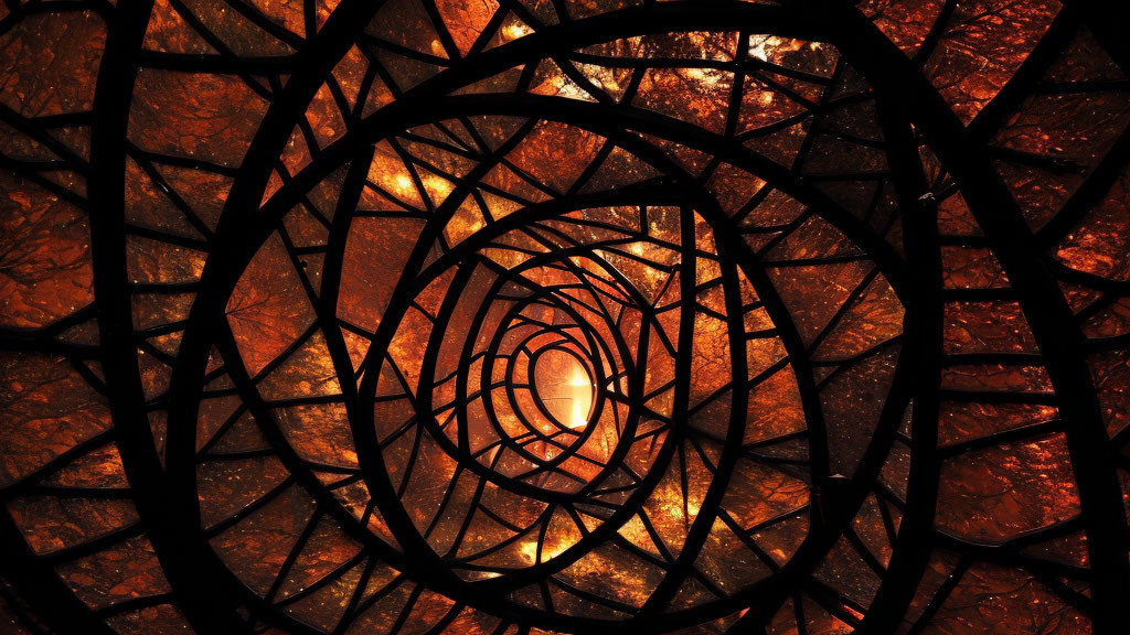 Abstract Spiral Pattern in Glowing Orange and Amber Hues