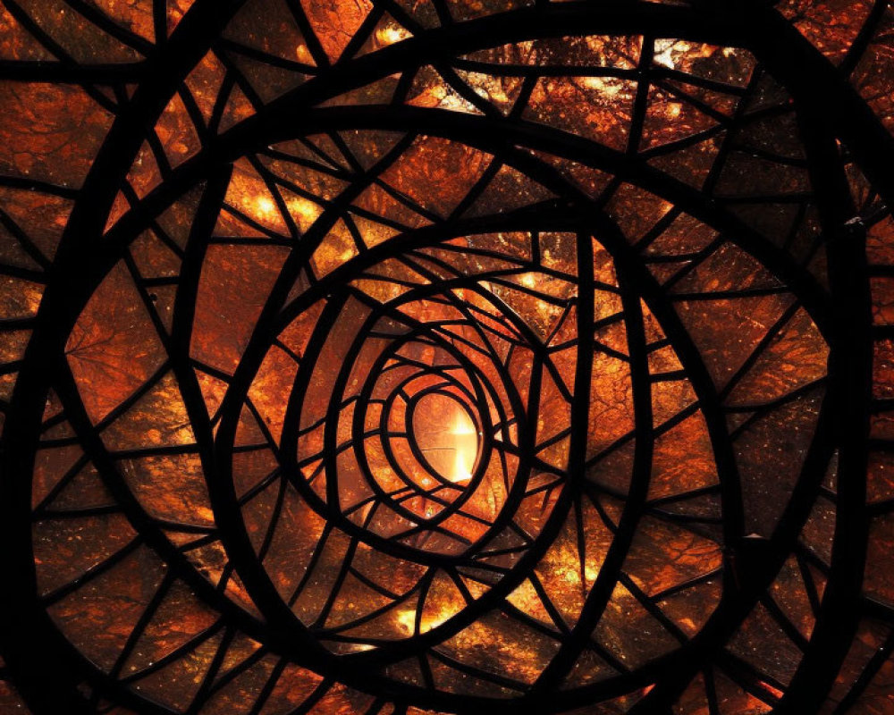 Abstract Spiral Pattern in Glowing Orange and Amber Hues