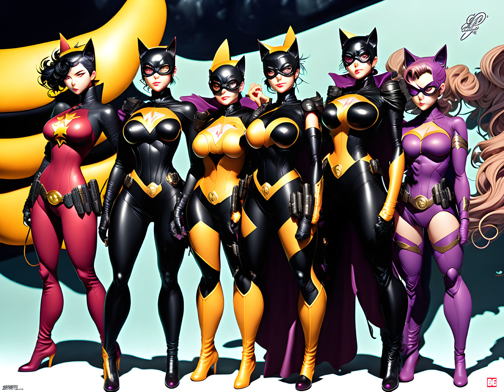 A Famous Anime Female Catwoman Team