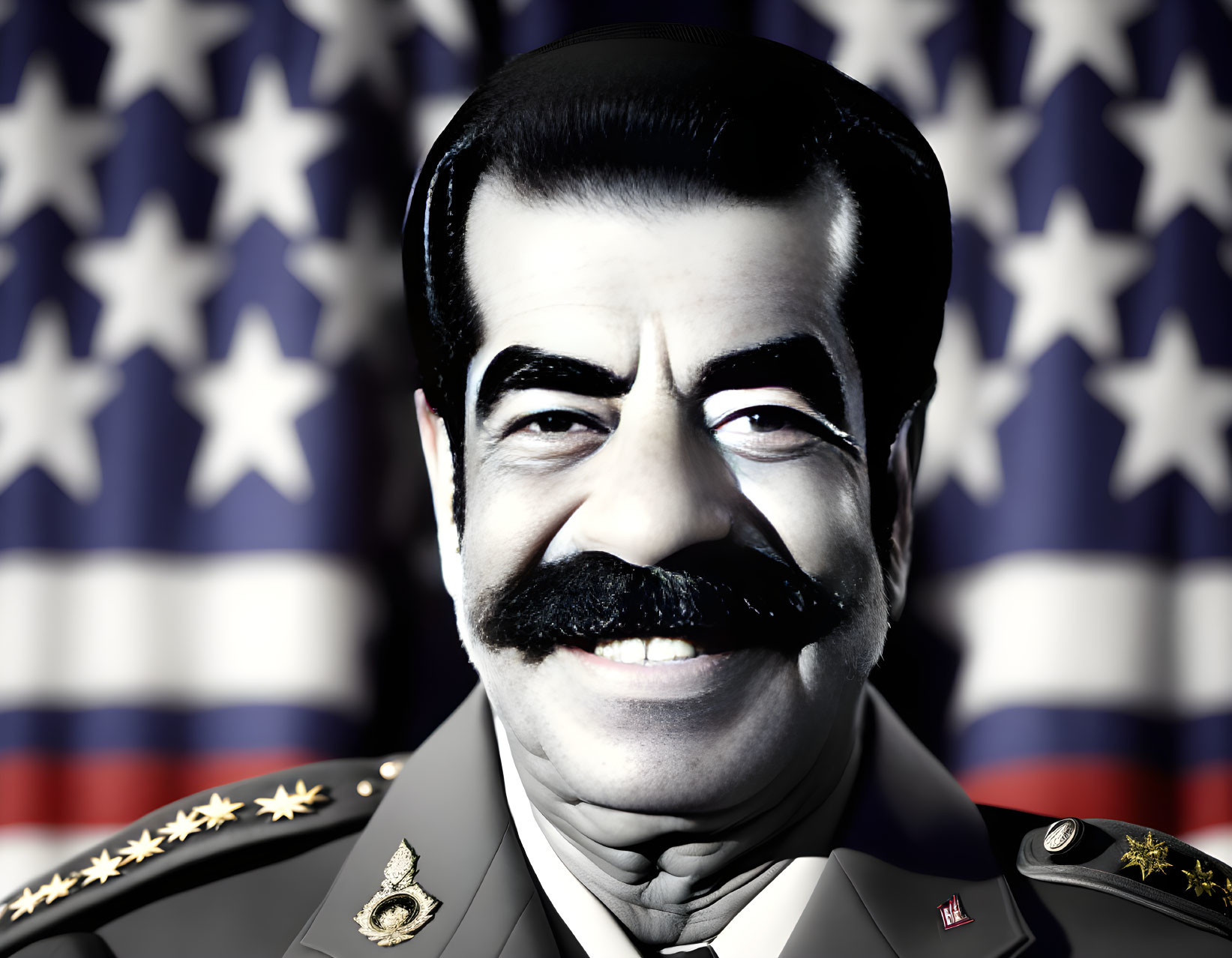  Saddam Hussein,smile face in USA.
