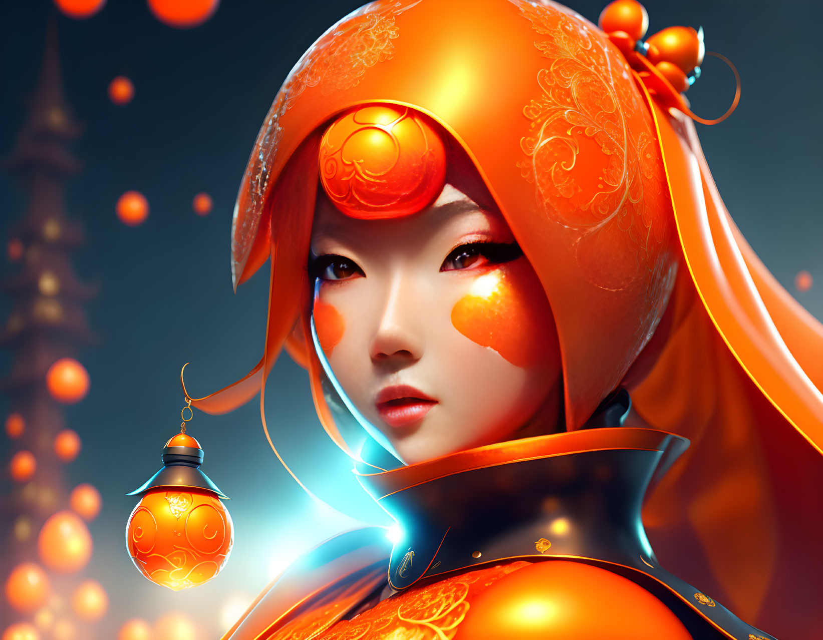 A Famous Anime Orange Lantern Woman by DC