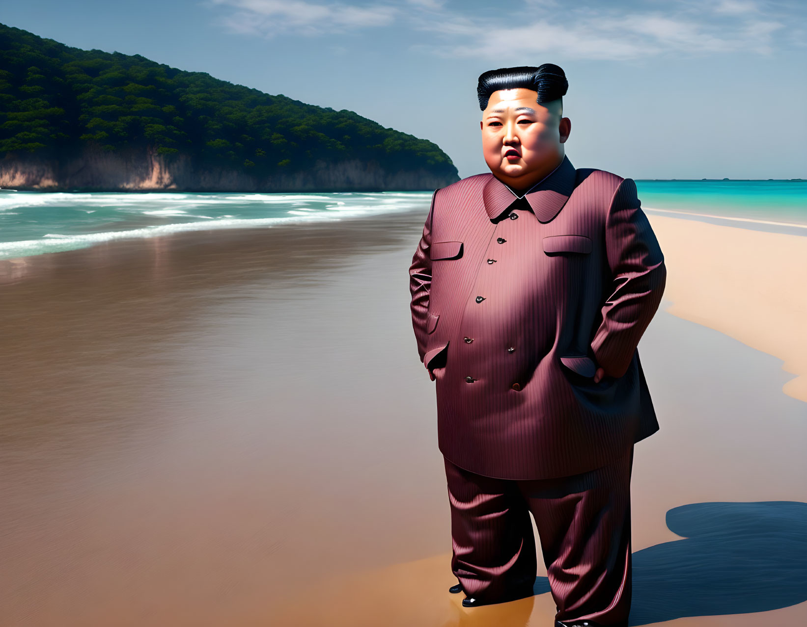 Kim Jong-un on the beach. 